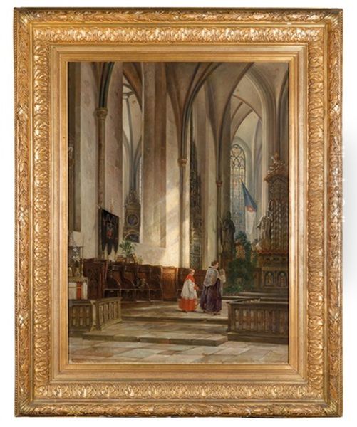 Blick In Den Chorstuhl Der Lambertuskirche In Dusseldorf Oil Painting by Franz Stegmann