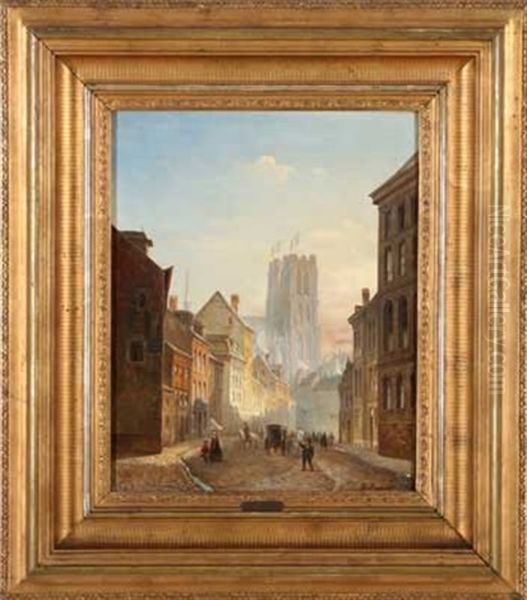 Franzosische Altstadtgasse Oil Painting by Franz Stegmann