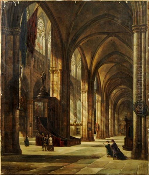 Interieur D'eglise Oil Painting by Franz Stegmann