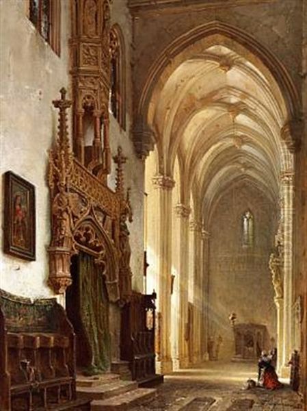 Motiv Aus Der Lorenzkirche (view Of The Lorenz Church In Nurnberg) Oil Painting by Franz Stegmann