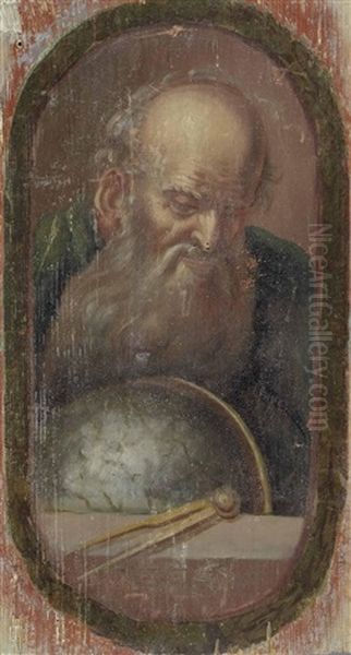 Archimedes Mit Globus Und Zirkel (+ 3 Others; 4 Works From Philosophen Aus Stift Lambach, Oo, Various Sizes) Oil Painting by Melchior Steidl