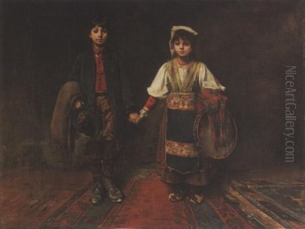 Zwei Zigeunerkinder Oil Painting by Alwyn Von Stein