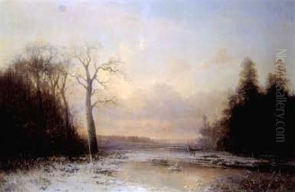 Winterlandschaft Oil Painting by Anton Victor Steinach