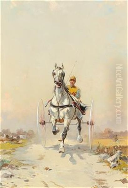 Trotter In Training Oil Painting by Alfred (A. Stone) Steinacker