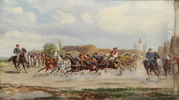 Horse Market In Cipse / Comitat Oil Painting by Alfred (A. Stone) Steinacker