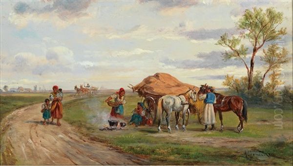 Encounter On The Country Road Oil Painting by Alfred (A. Stone) Steinacker