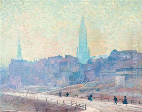 Abbruch Der Niedernstrase In Alt-hamburg Oil Painting by Eduard Steinbach