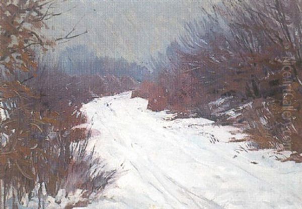 Kleinborstel Im Schnee Oil Painting by Eduard Steinbach