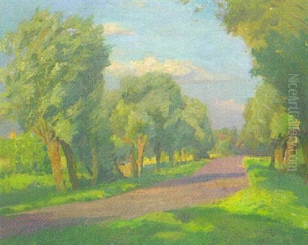 Dorfstrase Oil Painting by Eduard Steinbach