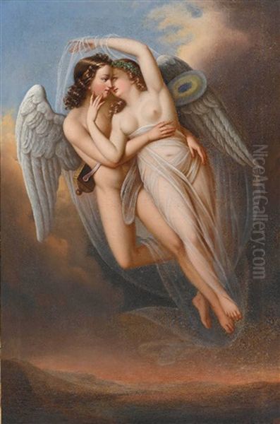 Amor (+ Psyche; Pair) Oil Painting by Eduard Steinbruck