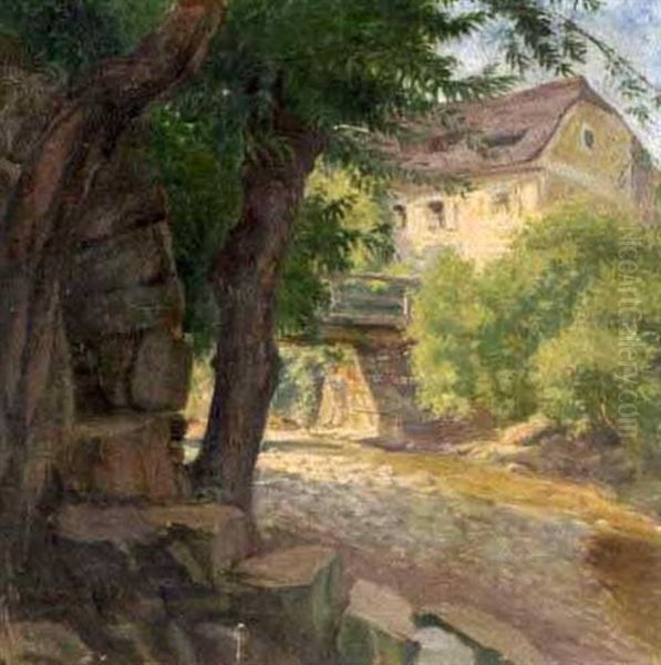 Haus Am Waldbach Oil Painting by Eduard Steinbruck