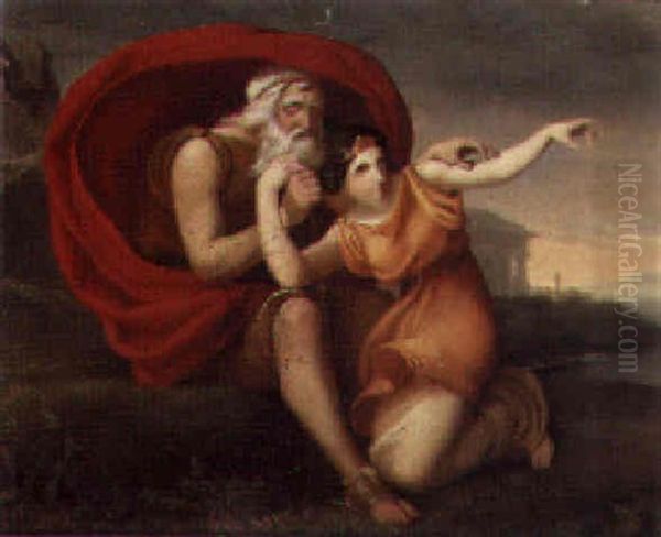 Oedipus And Antigone Oil Painting by Eduard Steinbruck