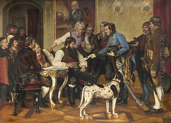 Uberreichung Der Kaiserlichen Geschenke An Andreas Hofer In Der Hofburg Zu Innsbruck Am 20. September 1809 by Alois Steindl