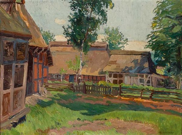 'ritterhude 1920' (malerisches Gehoft In Niedersachsen) Oil Painting by Bernd Steiner