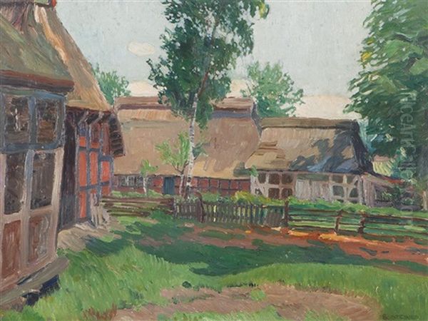 Farmstead In North Germany Oil Painting by Bernd Steiner