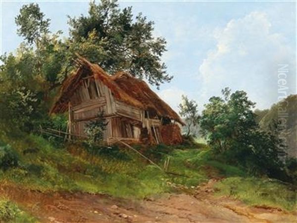 Derelict House Oil Painting by Franz Steinfeld