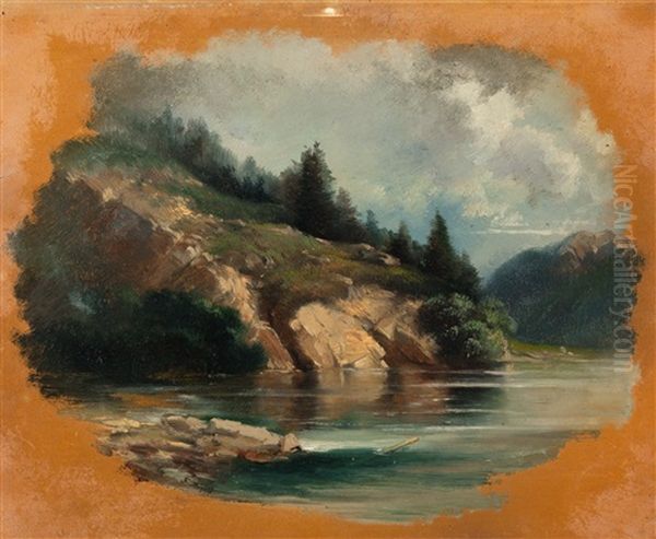 Am Ufer Eines Alpensees Oil Painting by Franz Steinfeld