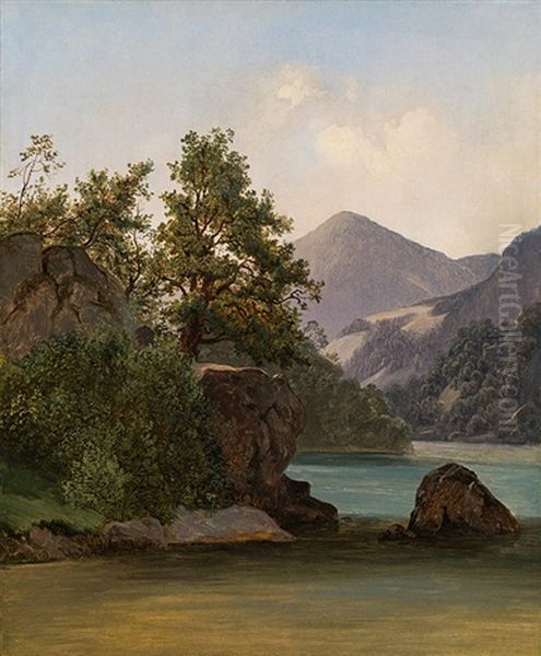 Scenery From The Salzkammergut Oil Painting by Franz Steinfeld