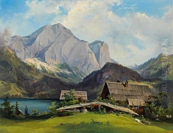 Scene Of The Austrian Alps Oil Painting by Franz Steinfeld