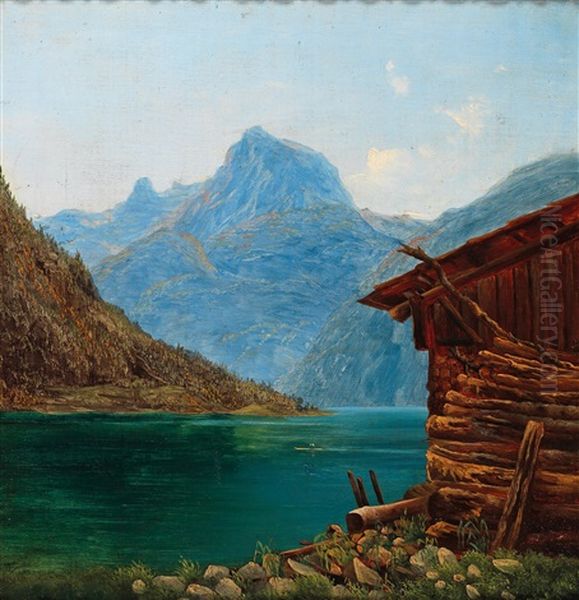 Hallstattersee Gegen Krippenstein Oil Painting by Franz Steinfeld