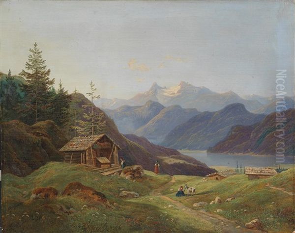 Blick Auf Den Dachstein Oil Painting by Wilhelm Steinfeld