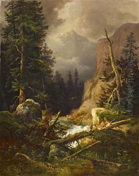 Wildbachtal In Den Alpen Oil Painting by Wilhelm Steinfeld