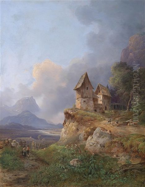 Weite Landschaft Im Salzkammergut Oil Painting by Wilhelm Steinfeld