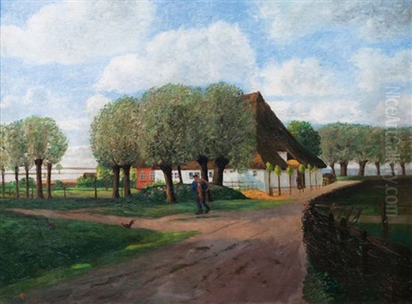 Farm House By The Baltic Sea Oil Painting by Heinrich Steinhagen