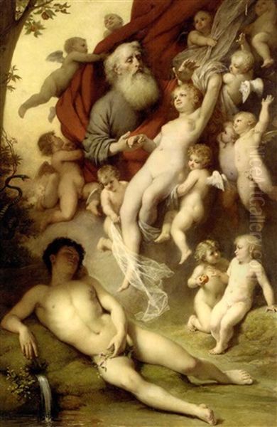 The Birth Of Eve Oil Painting by Friedrich Karl Steinhardt