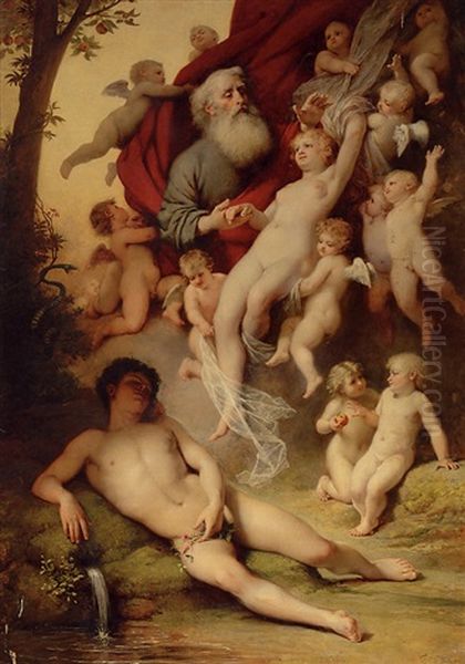 The Birth Of Eve Oil Painting by Friedrich Karl Steinhardt