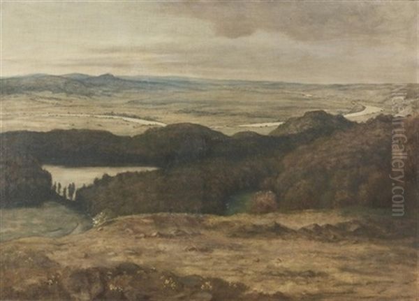 Landschaft Am Oberrhein Oil Painting by Wilhelm August Theodor von Steinhausen