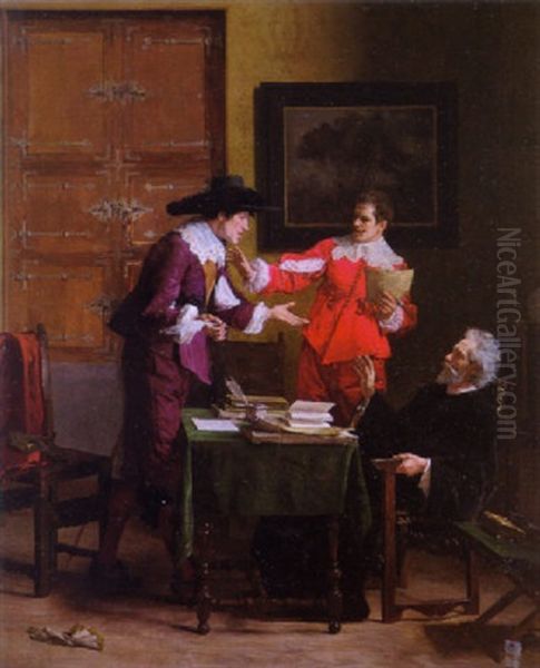 The Contract Oil Painting by Louis-Charles-Auguste Steinheil