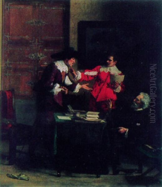 Der Rechtsstreit Oil Painting by Louis-Charles-Auguste Steinheil