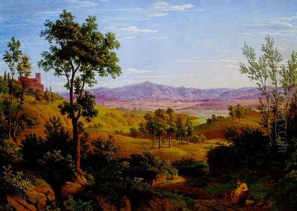 Landschaft In Der Romischen Campagna Oil Painting by Julius Steinkopf