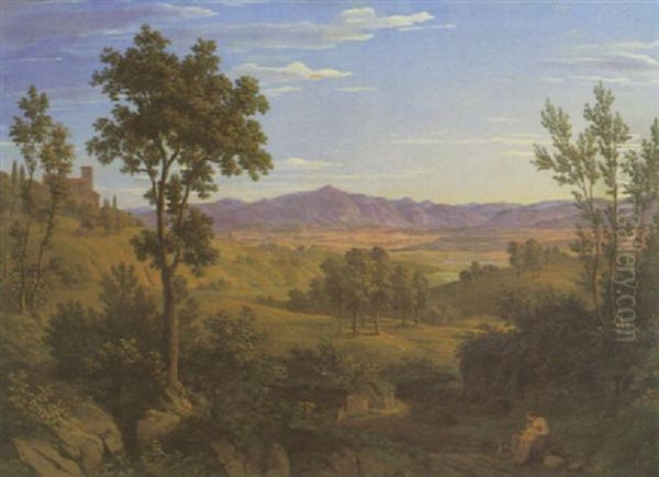 Landschaft In Der Campagna Oil Painting by Julius Steinkopf