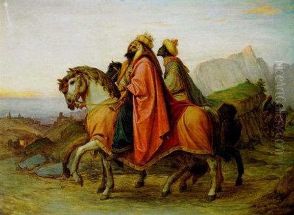 Der Zug Der Heiligen Drei Konige Nach Bethlehem Oil Painting by Edward Jakob Von Steinle