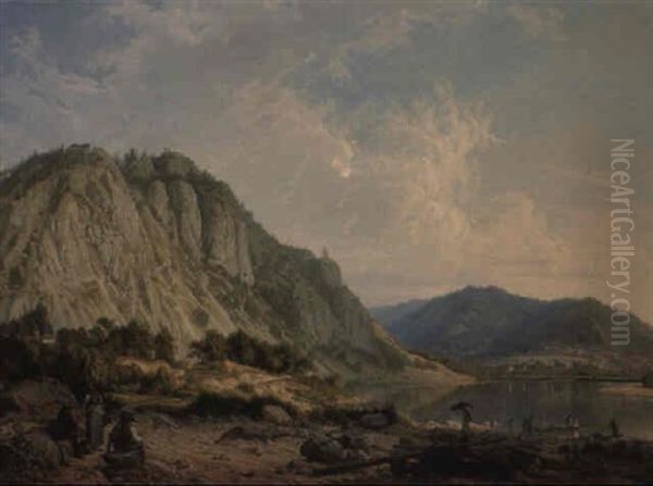 Innerschweizer Bergsee Oil Painting by Christian Gottlieb (Theophile) Steinlen