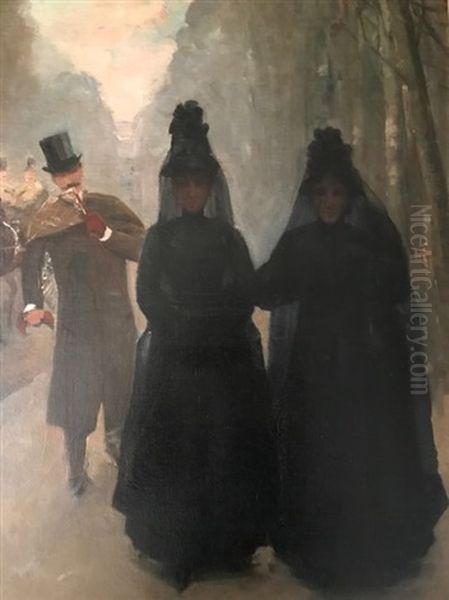 Twee Dames Op De Boulevard In Parijs Oil Painting by Theophile Alexandre Steinlen