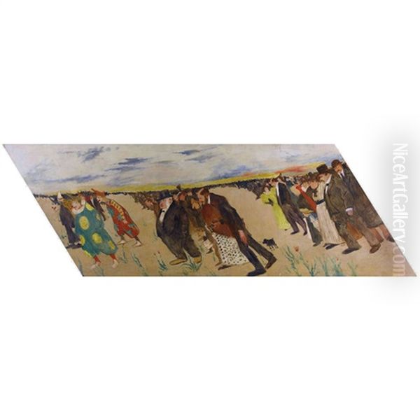 La Marche En Trois Lignes Oil Painting by Theophile Alexandre Steinlen