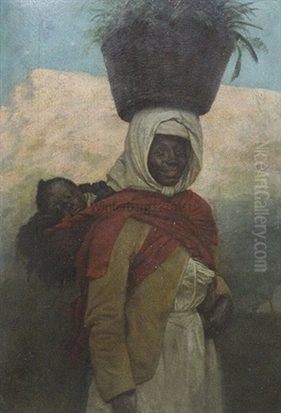 Afrikanische Frau Mit Ihrem Kind Im Tragetuch Oil Painting by Fritz Steinmetz-Noris