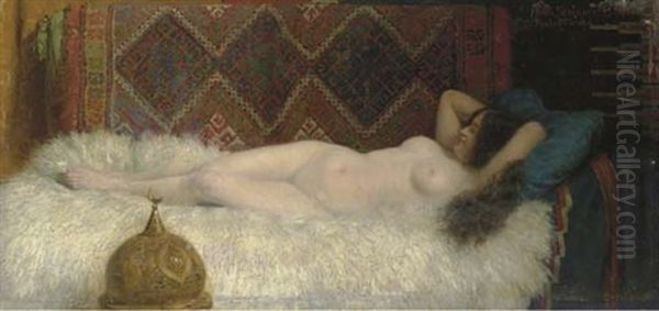 Nude On A Sofa Oil Painting by Fritz Steinmetz-Noris