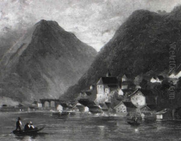 Blick Auf Hallstatt Oil Painting by Leopold Steinrucker