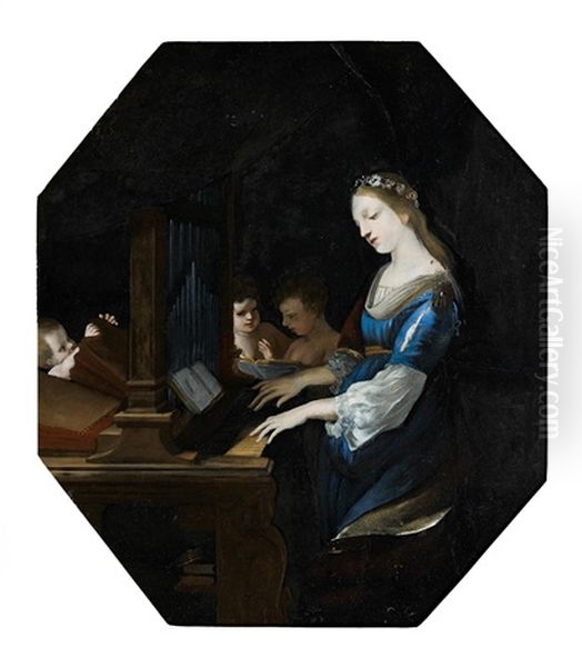 Sainte Cecile Jouant De L'orgue Oil Painting by Jacques Stella