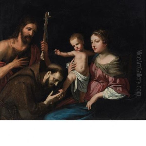 Virgin And Child With Saints Francis And John The Baptist Oil Painting by Jacques Stella