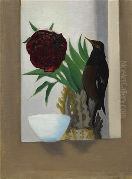 Bird With Blue Bowl Oil Painting by Joseph Stella