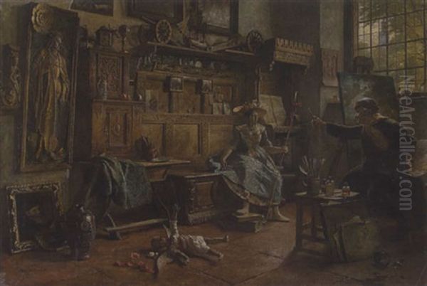 Der Kunstler In Seinem Atelier by Heinrich Stelzner