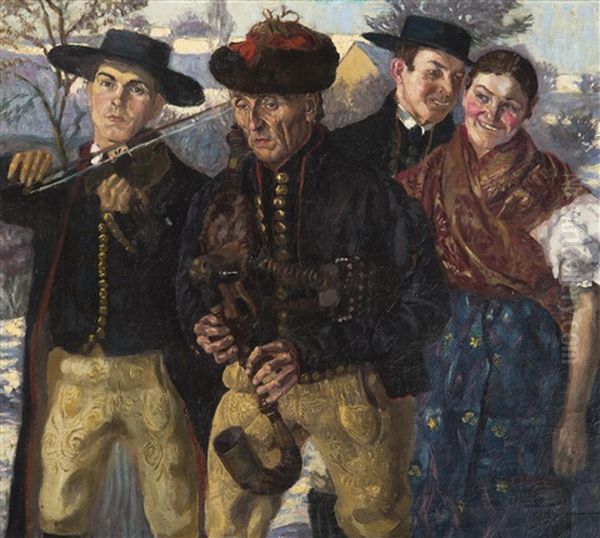 The Strakonice Bagpiper Oil Painting by Josef Stembera