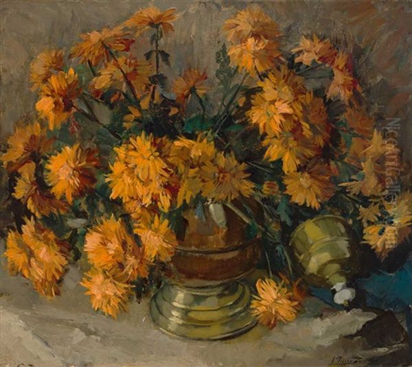 Gelber Chrysanthemenstraus In Kupfergefas by Jean-Pierre Stemmer