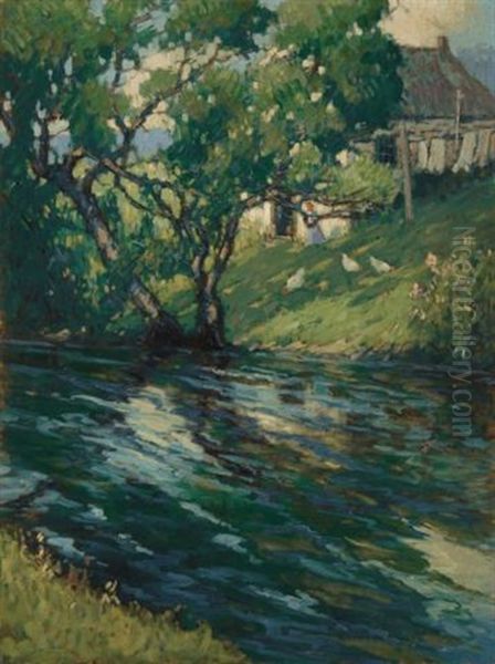 Shadows In Brook Oil Painting by George J. Stengel