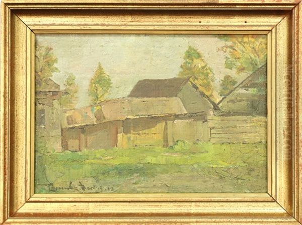 Village Scene Oil Painting by Aleksei Stepanovich Stepanov